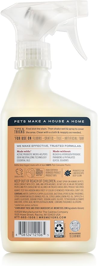Mrs. MEYER'S CLEAN DAY Pet Multi-Surface Cleaner,Orange Blossom Scent,16oz,(Pack of 2)