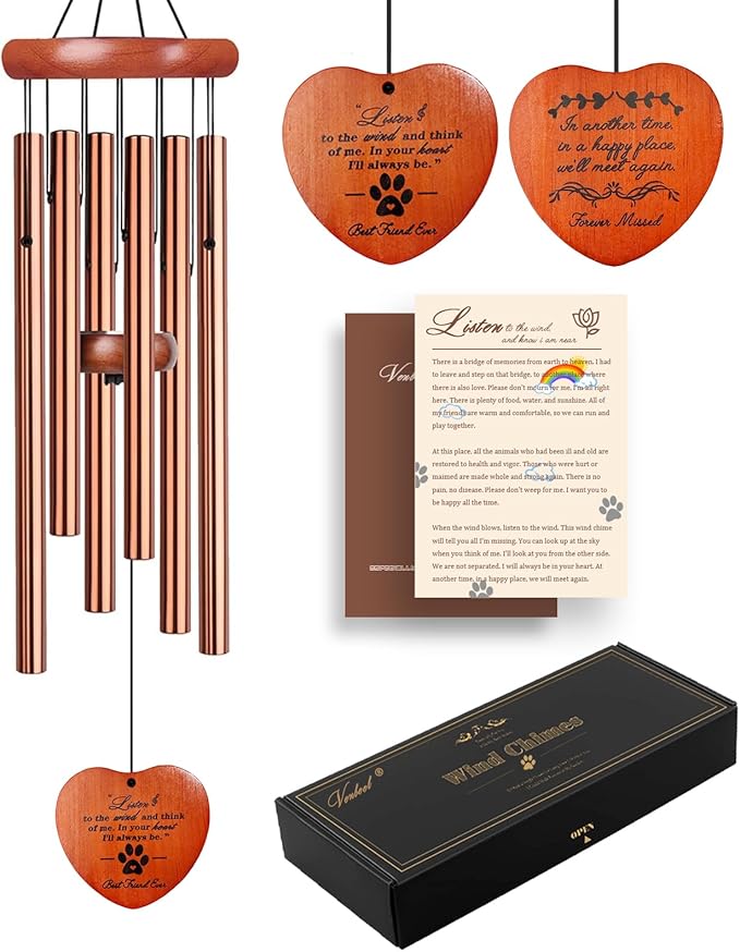 Dog Memorial Gifts, Pet Memorial Gift, 28" Golden Dog Memorial Wind Chime, Pet Loss Remembrance Passing Away Gift