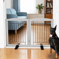 ZJSF Freestanding Dog Fence Indoor, Foldable Dog Gate for Doorways, Stairs or Hallways, Sturdy Wood Extra Wide Pet Gate with Support Feet for The House, Grey, 24 "Height-2 Panels
