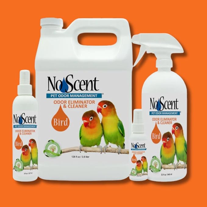 No Scent Bird Cage Cleaner Spray & Pet Odor Management, Natural Aviary Freshener (2 Fl Oz / 59 mL) Pack of 2