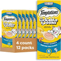 Temptations Lickable Spoons, Soft Lickable Cat Treats, Adult Wet Cat Treats, Savory Salmon and Tempting Tuna Flavor, 4 Spoons, Pack of 12 (48 Total)