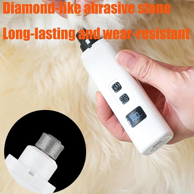 Cat Nail, Nail Trimmer, Dog Nail Grinder, Safe Cut Cat Nail Trimmer, Two Adjustable with 360° Grinding Settings, for All Cats ＆Dogs (White*2)