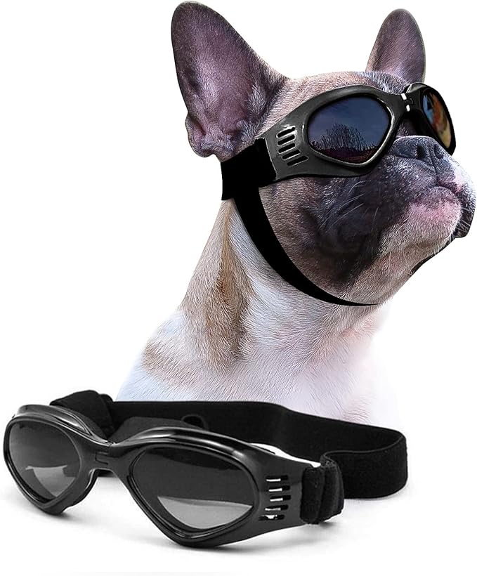 Petleso Dog Goggles Medium Breed, Dog Sunglasses for Medium Dogs Eye Protection Windproof, Black
