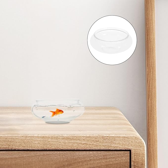 SUPVOX Glass Fish Bowl Round Aquarium Planter 5.90In Clear Hydroponic Vase Terrarium Container for Home Wedding Office Decor