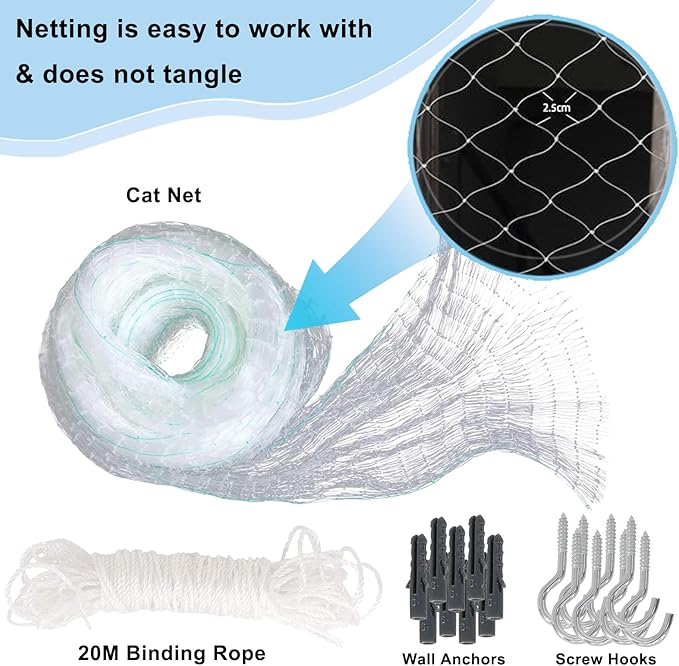 Cat Balcony Net 10x26ft Anti-Fall Fence Net Dog Fence Nets,Small Patio for Apartment Balcony Protection for Balcony Window Stairs Netting