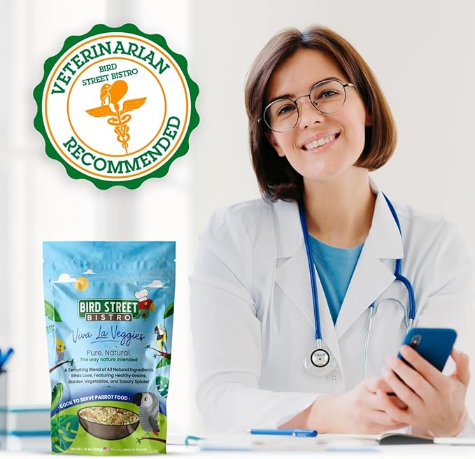 Bird Street Bistro Parrot Food - Parakeet & Cockatiel Food - Cooks in 3-15 min w/Natural Grains, Legumes, Non-GMO Fruits, Vegetables & Health-Oriented Spices