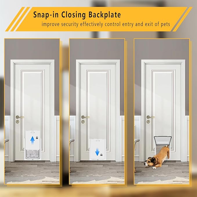Large Dog Door, Magnetic Door for Pets up to 100 lb, 16.9" × 13.9" Doggie Door, Suitable for Interior & Exterior Doors