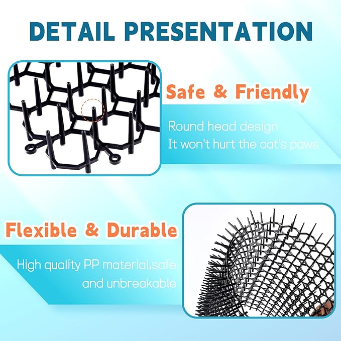 Hmyomina 16 x 13 Inch Cat Scat Mat with Spikes Outdoor/Indoor, Cat Deterrent Mat (10 Pack)