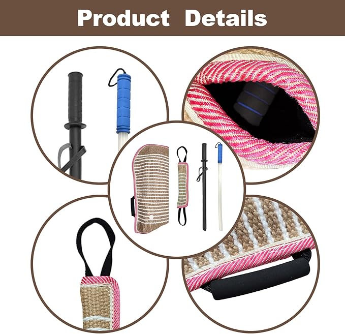 Professional Dog Bite Training Set - Tough Dog Bite Sleeve, Protection for K9, Pitbull, German Shepherd (4 Pack)