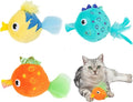 Catify by Best Pet Supplies Interactive Fluffy Fish Set Catnip Cat Toy for Indoor Cats & Kittens, Plush Crinkle Tail, Feather Chew Toys, Durable, Soft, Enrichment Play
