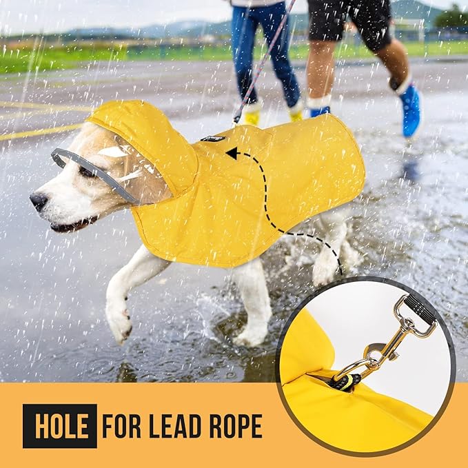 Lukovee Dog Raincoat, Adjustable Dog Rain Jacket with Clear Hooded Double Layer for Large Medium Small Dogs Puppies, Waterproof Rain Coat Poncho with Reflective Storage Pocket & Rim (XS, Y)