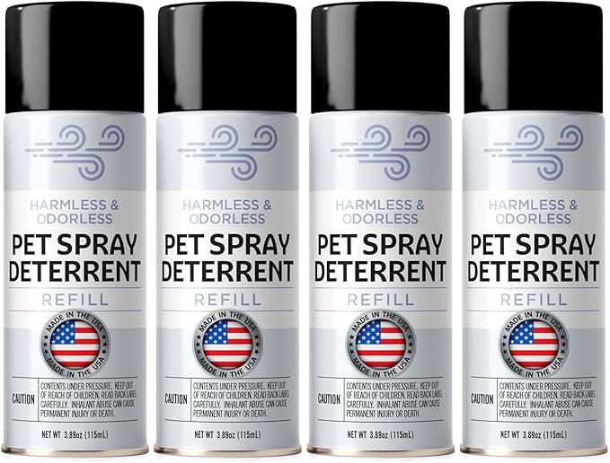 Berkland [4 Pack] Refill for PetSafe SSSCat Spray Deterrent Device - Non-VOC Dog & Cat Spray Deterrent - Family-Safe Cat Deterrent for Counters & Trouble Areas - Made in The USA