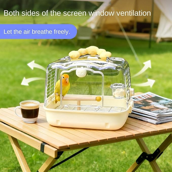 Transparent Bird Carrier, Parrot Travel Carry Bag, Lightweight with Mesh Ventilation, Soft Long Lasting Fabric Travel Tote, Carrier with Comfortable Handle, Bag for Budgies