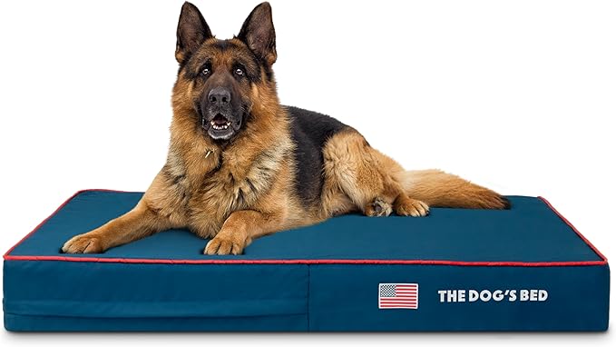 The Dog’s Bed Orthopedic Memory Foam Dog Bed Mattress, Oxford Fabric, Blue with Red Trim, XL, 6-Inch