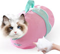 Cinf Cat Bathing Bag, Breathable Mesh Anti Scratch Adjustable Cat Grooming Bag for Nail Trimming, Bathing Soft Cat Washing Bag(Spring) M