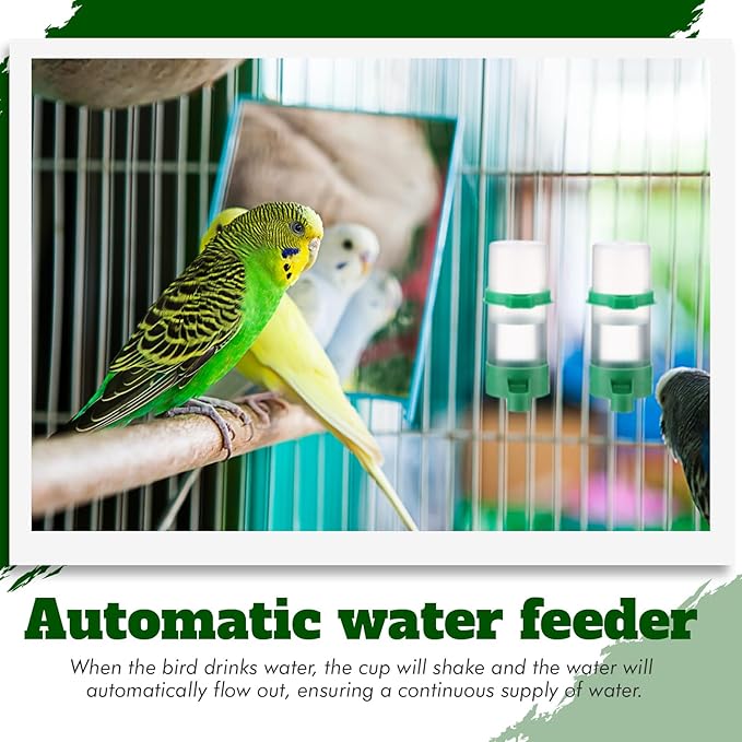 16 Pcs Automatic Bird Water Dispenser Bulk Plastic Bird Water Feeder Drinker Waterer for Pet Parrots Cage Parakeets Cockatiel Budgie Pigeon Quail Lovebirds Watering Supplies Drinking Bottle