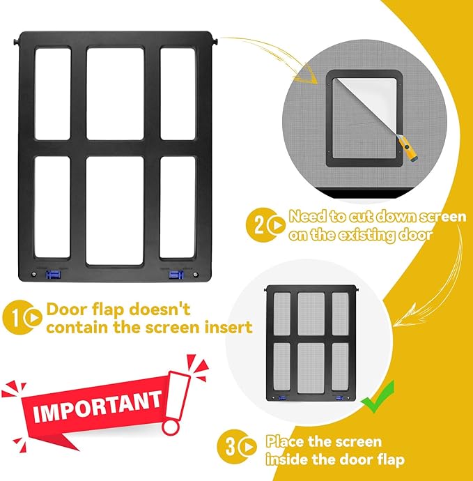 Enjoying Cat Door for Screen Doors, Passage Opening 8.3" x 10.3", Access Freely, Magnetic Swing Flap, Small Pet Door for Sliding Doors Window, Lockable, Black