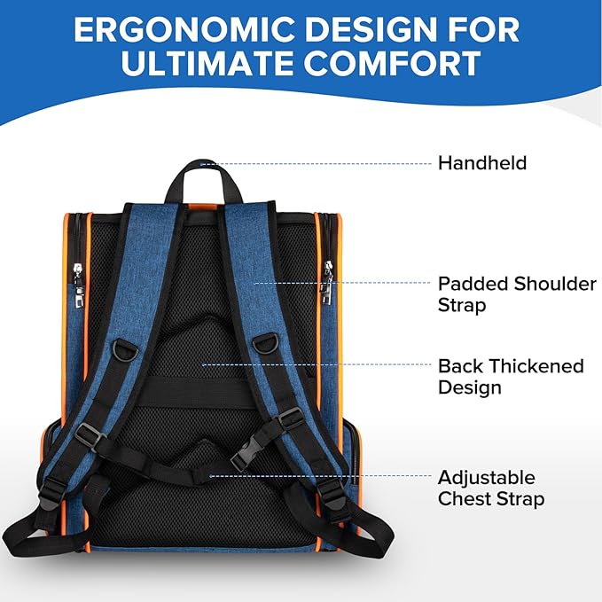 Discala Cat Backpack Carrier for Medium Small Dog Cat up to 20lbs, Pet Carrier Backpack, Ventilated Mesh Soft Sided Dog Backpack Carrier for Travel, Hiking, Outdoor Use - Blue