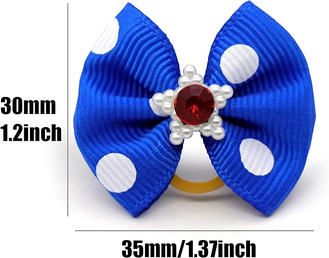 Christmas Dog Hair Bows - Cute Puppy Bowknots with Rubber Bands, Pet Grooming Accessories for Party