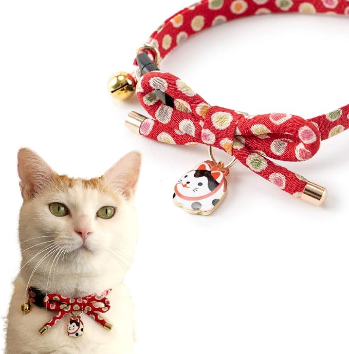 Necoichi Zen Hariko Charm Cat Collar (Red)