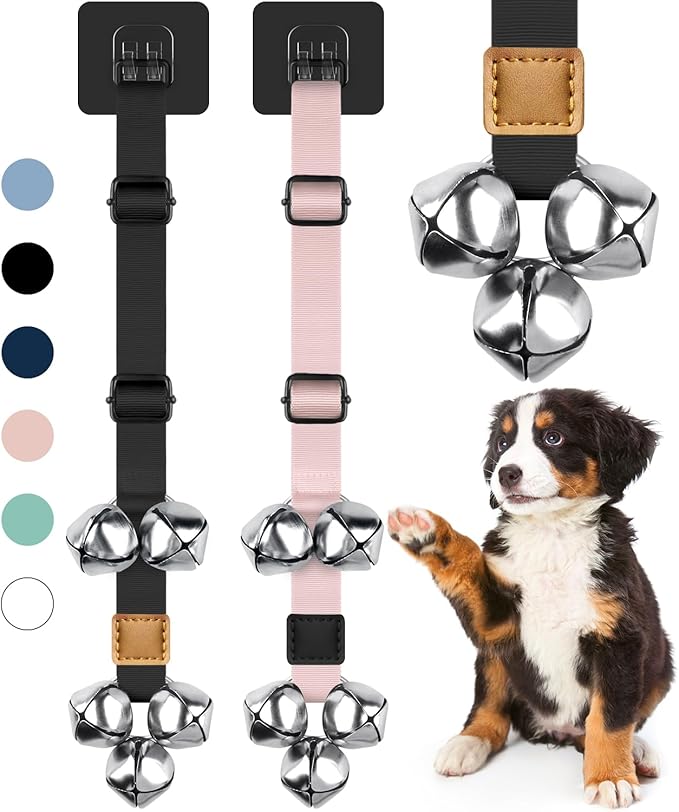 COOYOO 2 Pack Dog Doorbells, Adjustable Potty Training Dog Bells, Upgraded for Training Your Puppy The Easy Way, Premium Quality Housetraining Hanging Bell-5 Extra Large Loud 1.5 DoorBells
