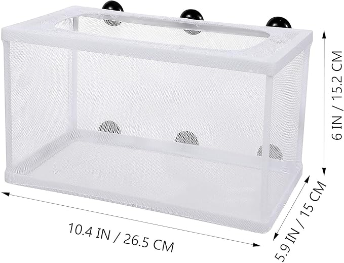 Large Fish Breeder Net with Suction Cups Nylon Mesh Fish Fry Hatchery Breeder Isolation Box Separation Net for Plants/Shrimp on Aquarium Tank