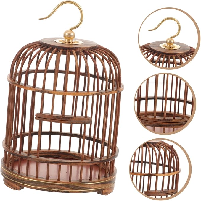 Pet Cage Wooden Decor Wood Decor Hamster Cage Metal Birds Hanging for Bird en Nest Advanced ations Vintage Retro