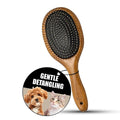 Tauro Pro Line Wooden Brush for Dogs & Cats, Deshedding, Dematting & Detangling Grooming Tool for All Coat Types, Gentle Massage with Rounded Tip Pins, Oval Flexible Cushion, Natural, Medium Size (M)