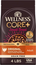 Wellness CORE+ Small Breed Adult Dry Dog Food with Freeze Dried Pieces, Grain Free Kibble+, Natural, High Protein, Turkey and Chicken Recipe, 4 lb Bag