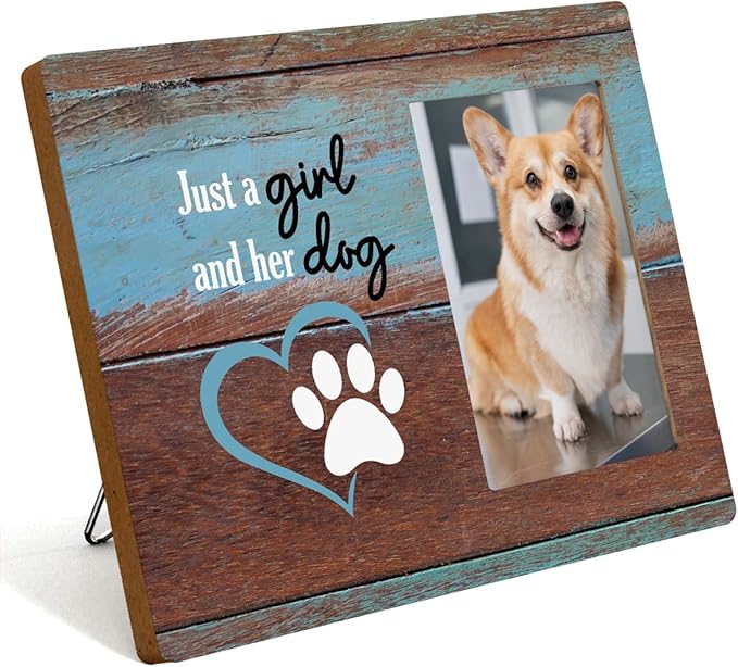 IAXIC Dog Mom Gifts Photo Frame Dog Lovers Gifts for Women Friendship Birthday Christmas for Friends Sisters BFF Daughter Rustic Wooden Picture Frames
