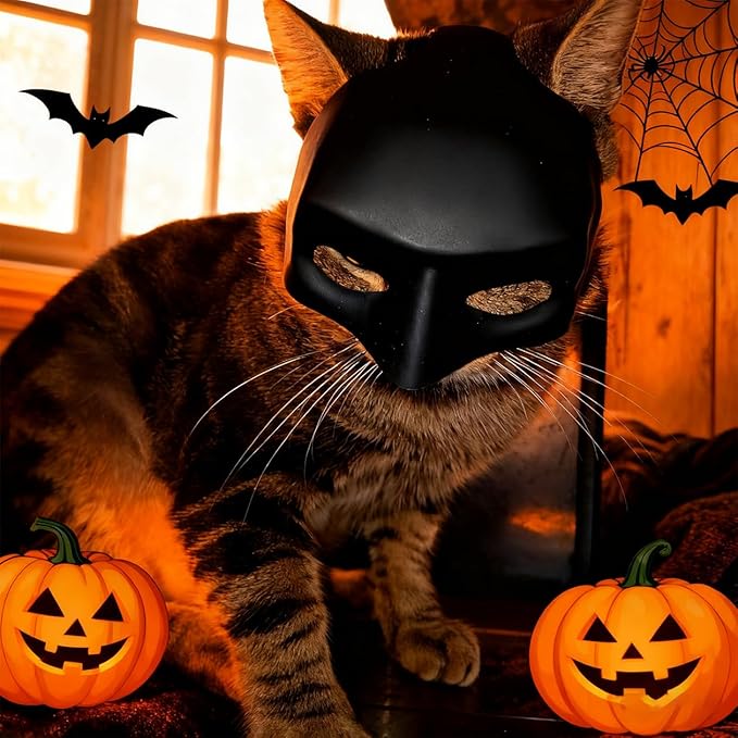Cat Bat Mask Funny Cat Mask Halloween Costume for Cats, Cosplay Pet Party Accessories Lightweight and Easy to Wear