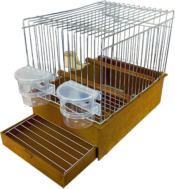 2GR Song Cage for Show Training, Lightweight Exhibition Bird Cage Ideal for Canaries, Finches, and Lovebirds, Travel Bird Cage with Two Feeders, One Drinker and Plastic Tray