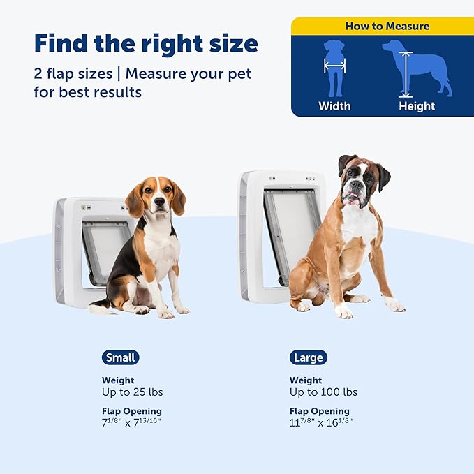SmartDoor™ Never Rust Connected Pet Door, Dog and Cat, Selective Entry and Exit, App Enabled Pet Door, Smart Device, Smartphone Controlled, Customize Schedule, Multiple Pets, Medium