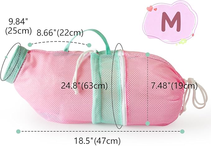 Cinf Cat Bathing Bag, Breathable Mesh Anti Scratch Adjustable Cat Grooming Bag for Nail Trimming, Bathing Soft Cat Washing Bag(Spring) M