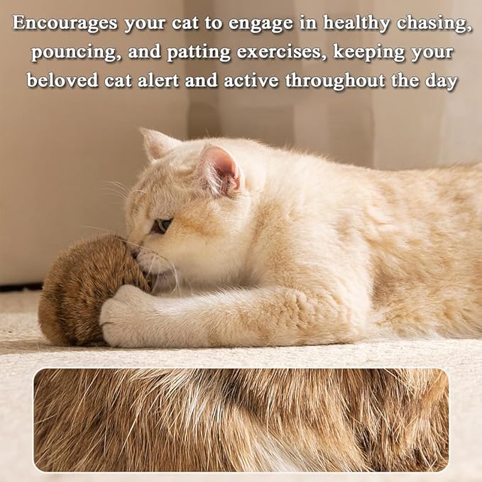 Rabbit Fur Cat Toys, Soft Fluffy Catnip Toy Balls for Indoor Cats – Furry, Fun to Chase for Hunting Instinct Play & Interactive Bonding