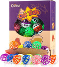 CHIWAVA 45PCS 1.6'' Cat Toy Ball with Bell Plastic Lattice Jingle Balls Kitten Chase Pounce Rattle Toy Assorted Color