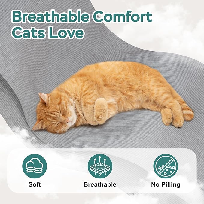 Self-Adhesive Cat Grooming Wrap, Cozy Cat Wrap for Cutting Nails, Breathable Anti-Scratch Cats Swaddle Bag for Brushing, Ear Cleaning, Dental Care, Medication, Injections, Grey M