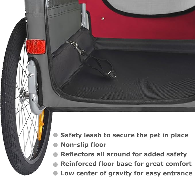 DOGGYHUT® Premium Large Pet Bike Trailer for Medium or Large Dog, Up to 78 lbs,Dog Bicycle Carrier,Low Center of Gravity,Easy Folding Frame