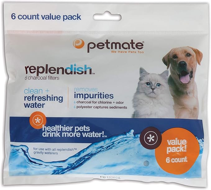 Petmate Replendish Charcoal Replacement Filters Control Chlorine (packaging may vary), 6 Count