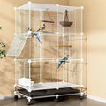 49 Inch 3-Tier Big Bird Cage with Food & Water Bowls Parakeet Bird Cage with Stand, Wheels Metal Birdcage Parrot Cage for Parakeet, Lovebirds, Ringneck, Cockatiels (Clear, 3-Tier-Roofless)