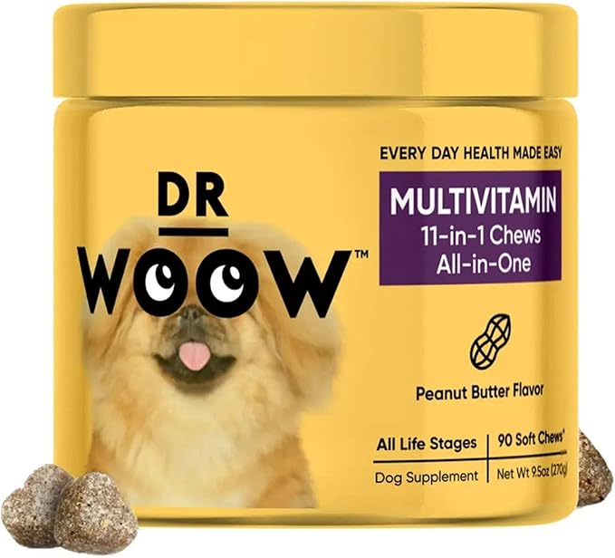 Multivitamin Supplements for Dogs Soft Chews (90 CT) – 11-in-1 Daily Wellness + Immune & Gut Support – Glucosamine + Probiotics – Made in USA