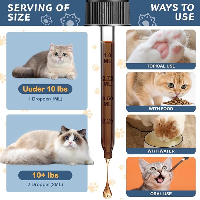 L-Lysine Supplement for Cats - Vitamins & Taurine for Immune Support & Allergy Relief - Lysine for Respiratory, Sneezing, Runny Nose, Eye Function - Natural Cat Antibiotic Drops - 60ML Slamon Flavor