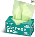 Panther Armor Cat Litter Bags, 100 Large Compostable Unscented Poop Bags -16x12in Super Large Kitty - Leak Proof Box Trash - Odor Proof Cat Disposal