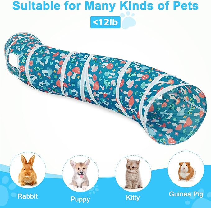 Glittme Cat Tunnel, Cat Tunnels for Indoor Cats, S-Shape Peekaboo Cat Cave with Cat Toys, Foldable Cat Tubes and Tunnels for Cats, Rabbit, Puppy, Guinea Pig
