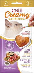 Catit Creamy Superfood Lickable Cat Treat – Hydrating and Healthy Treat for Cats of All Ages - Lamb with Quinoa & Chia, 4-Pack