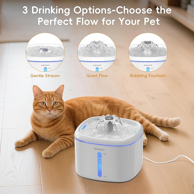 Cat Water Fountain,2.5L/84oz Pet Cat Fountain – Ultra Quiet Upgraded Automatic Pet Water Dispenser with 8 Replaceable Filters, Indoor Cat & Dog Drinking Bowl