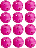 12Pcs Cat Ball Toy, Low Noise No Bells Holey Plastic Cat Balls, Funny Interactive Cats Toys for Indoor Cats, Firm Toy Balls for Kitten Puppy Ferret Bird (1.65", Hot Pink)
