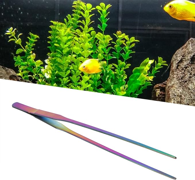 27cm Reptile Feeding Tongs, Rainbow Color Aquarium Tweezers Stainless Steel Fishbowl Long Tweezers, Aquascaping Tools for Hold Worms, Reptiles, Lizards, Bearded Dragon(27cm Straight Clip)
