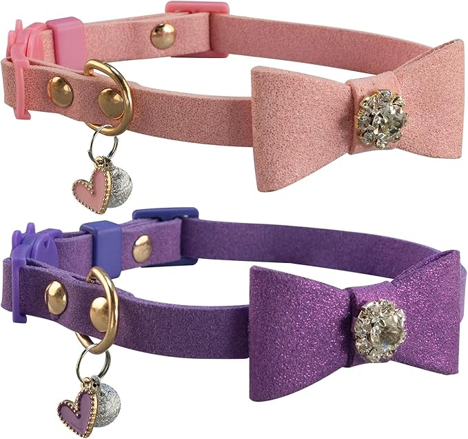SuperBuddy Cat Collars Breakaway with Bell - 2 Pack Cat Safety Collars for Boys & Girls - Safety Buckle Kitten Collar for Pet Supplies,Stuff,Accessories