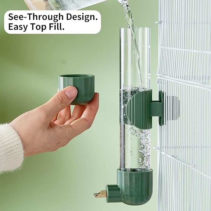 AOTU 9.4 Fl Oz Bird Water Dispenser Automatic Bird Water Feeder for Cage with Spring Valve, Clear Cage Water Drinker for Cockatiels Budgies Green-cheeked Conure African Grey Sun Conure